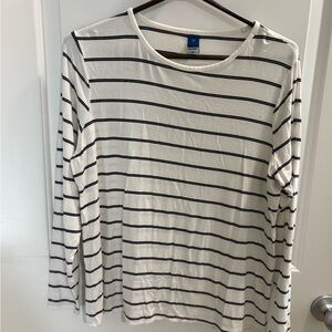 Old Navy White and Black Striped Long Sleeve Top